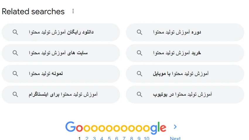 بخش جستجوی مرتبط (Related Searches)