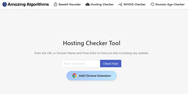 تصویر رابط کاربری ابزار بررسی میزبانی Amazing Algorithms 