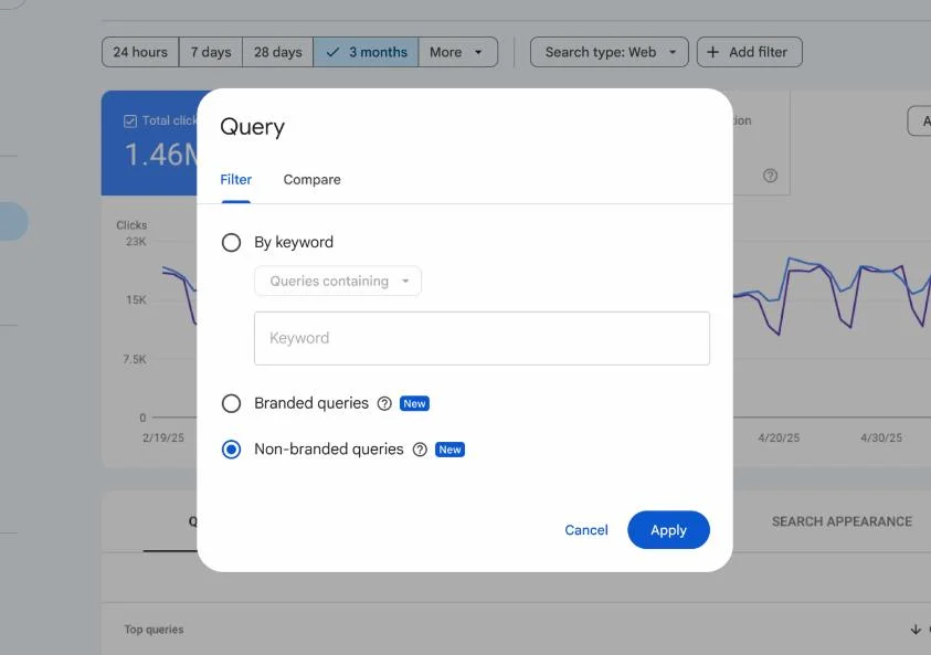 فیلتر برند در سرچ کنسول